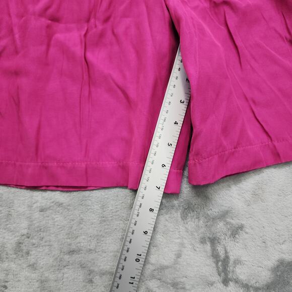 Vintage 80s Shorts Womens L Pink Pull On Elastic Waist Rayon Baggy Loose Bermuda - Picture 6 of 8